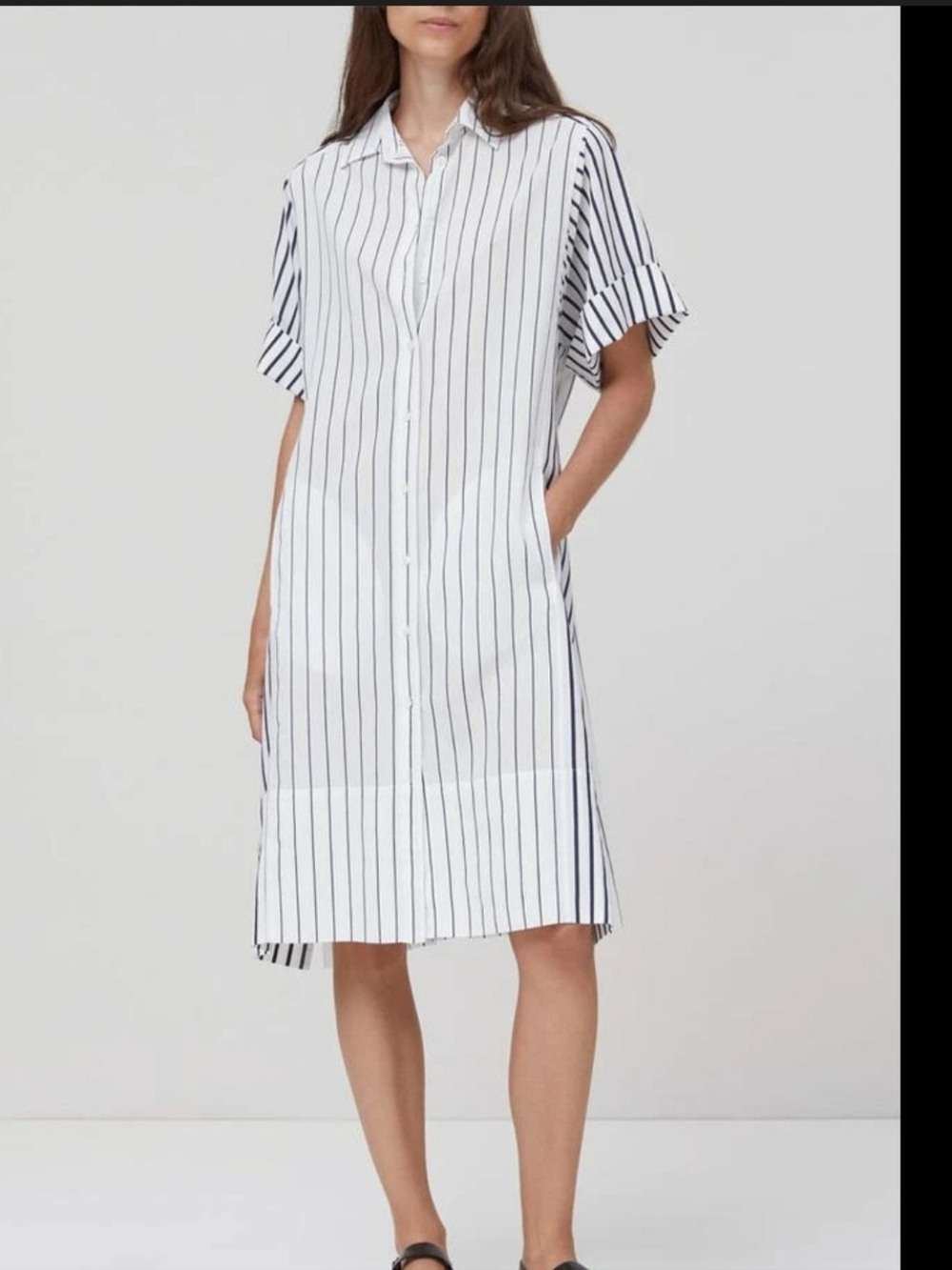 CLOSED Striped Shirt in White & Black Oversized XS